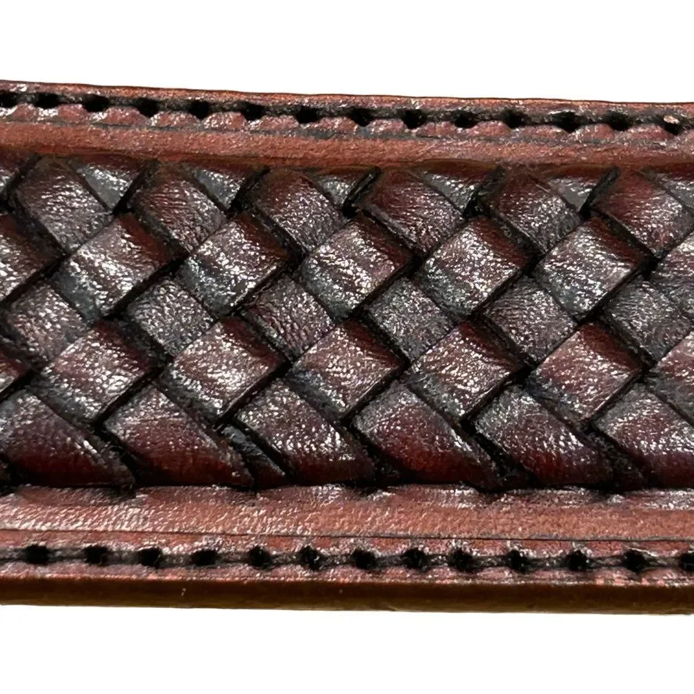 Brown Leather Braided Belt 34
